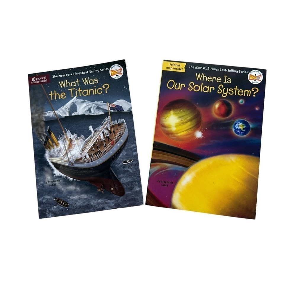 WhoHQ Book Bundle - What Was The Titanic? & Where is Our Solar System?